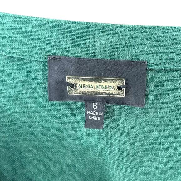 ALEXIA ADMOR Collette Asymmetrical Button Down Belted Linen Midi Dress Size 6 - Picture 7 of 8